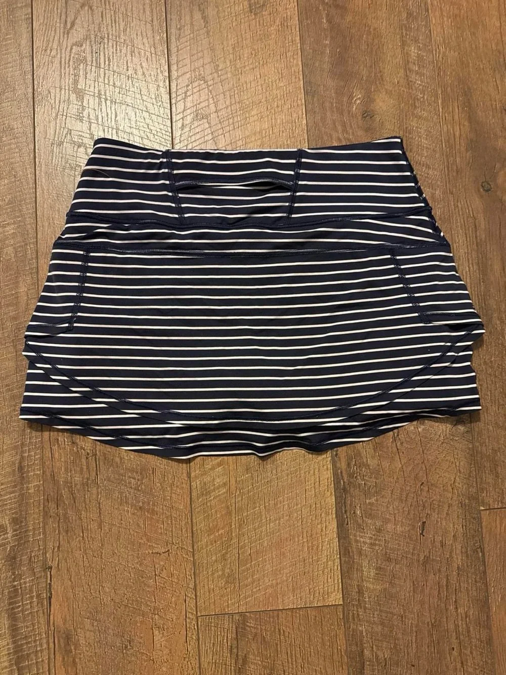 Athleta Navy and White Striped Skort